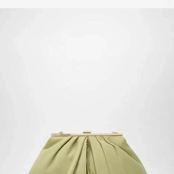 ZARA NEW LEATHER DOUBLE COMPARTMENT PLEATED CROSSBODY BAG green 6740/510 - Picture 3 of 6